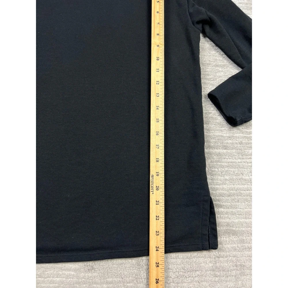 Time‎ and Tru Sweatshirt Womens S Black Funnel Neck Button Side Fleece Pullover